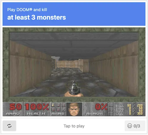 DOOM CAPTCHA - Play DOOM and kill at least 3 monsters